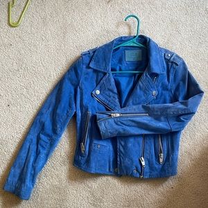 Blue suede leather jacket